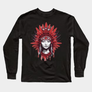 Red black head with monochromatic colorful style Long Sleeve T-Shirt